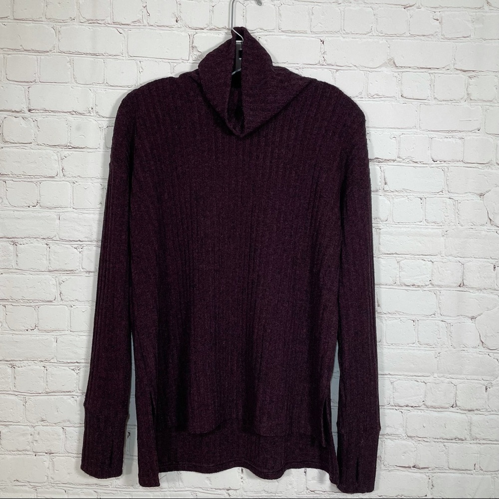Athleta Sweater Womens Small Purple Turtleneck Ribbed Long Sleeve